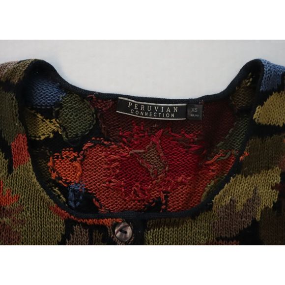 Peruvian Connection Sz XS Autumnal Art-to-Wear Amazing Pima Cardigan Sweater $32 - Picture 3 of 5